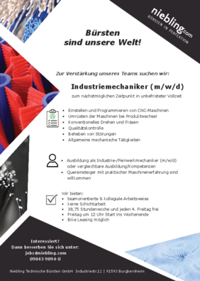 Industriemechaniker (m/w/d) in Vollzeit
